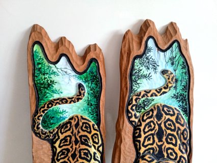 لوحتان فنيتان   من خشب السدر الأحمر للفنانة البرازيلية j siqueira 6