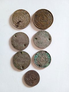 قطع نقدية قديمة للفرنك المغربي(1366 المملكة الشريفة) من عهد الإستعمار الفرنسي 1